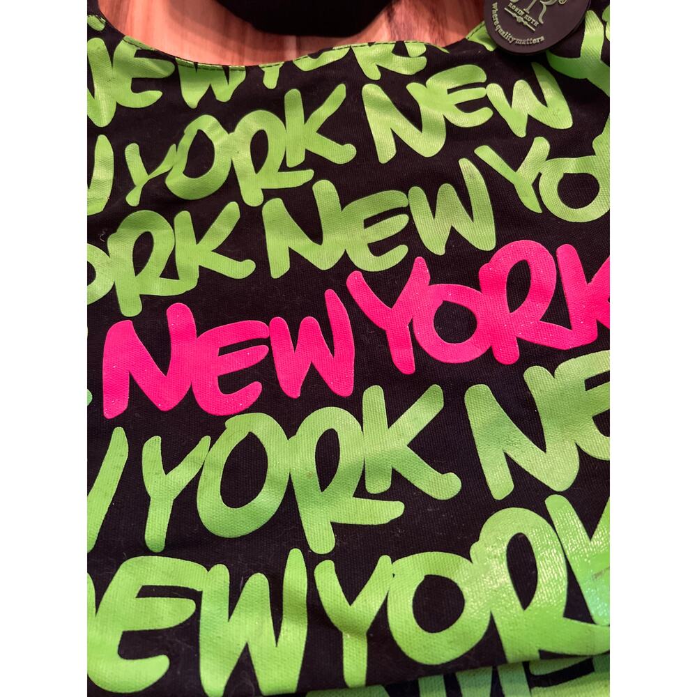 Canvas New York Crossbody‎ Bag Purse Green Pink Robin-Ruth - Picture 2 of 4